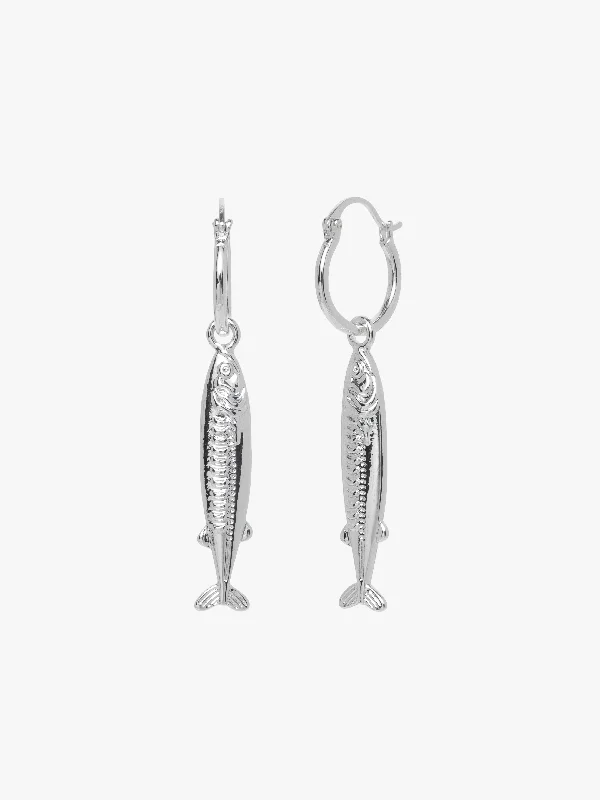 Gold Earrings For Casual Day Wear-Anchovy Earrings - Silver