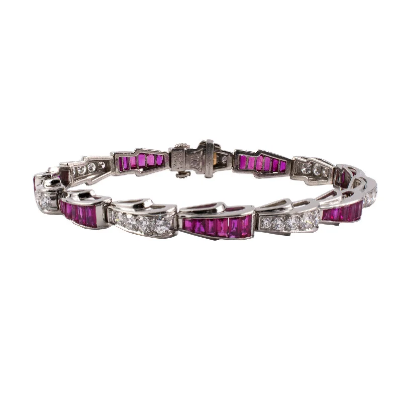 Men’s Vintage Bracelets-Platinum Burma Ruby and Diamond Bracelet