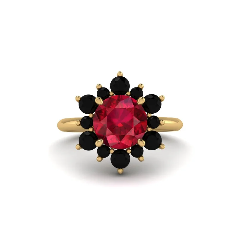 Trendy Engagement Rings For Fashion-Forward Brides-Vintage Ruby Snowflake Engagement Ring - Priscilla No. 40