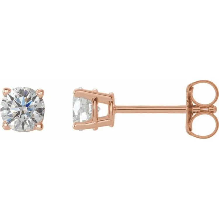 Simple Diamond Earrings For Daily Wear-14K Rose 1/2 CTW Natural Diamond Stud Earrings