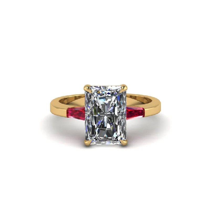 Elegant Custom Rings For Bridal Jewelry-Three Stone Radiant Cut Diamond Engagement Ring - Hillary No. 46