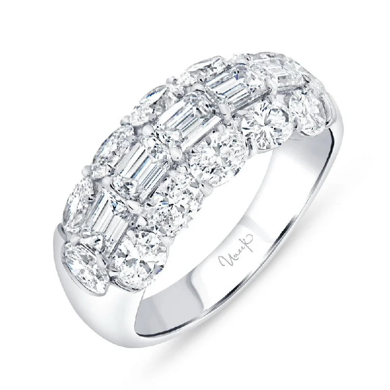 Simple Engagement Rings With Colored Diamonds-Uneek Signature Collection 3-Row Diamond Anniversary Ring