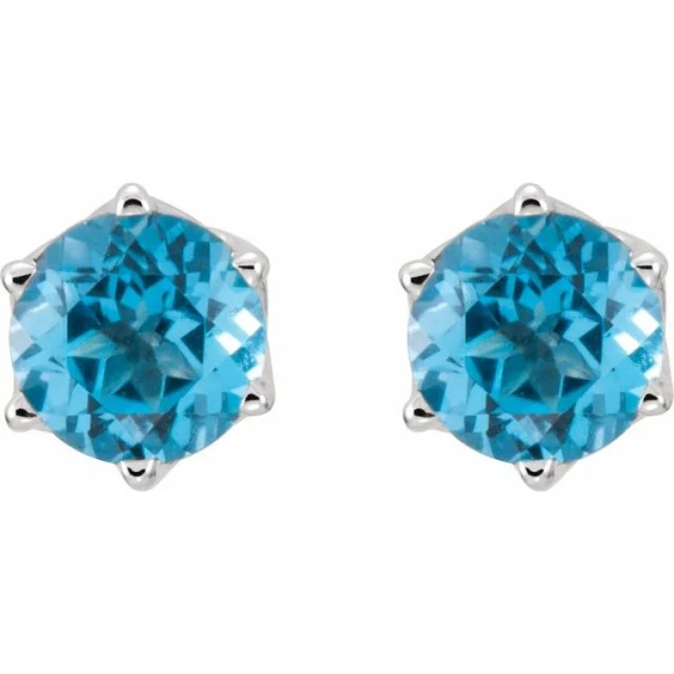 Statement Earrings For Cocktail Parties-14K White Natural Swiss Blue Topaz Earrings