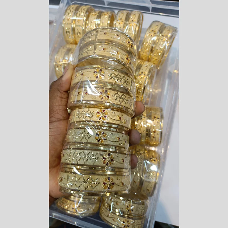 Sparkling Custom Wedding Bangles For Bridesmaids Rings-Pari Art Jewellery Forming Gold Bangles Set