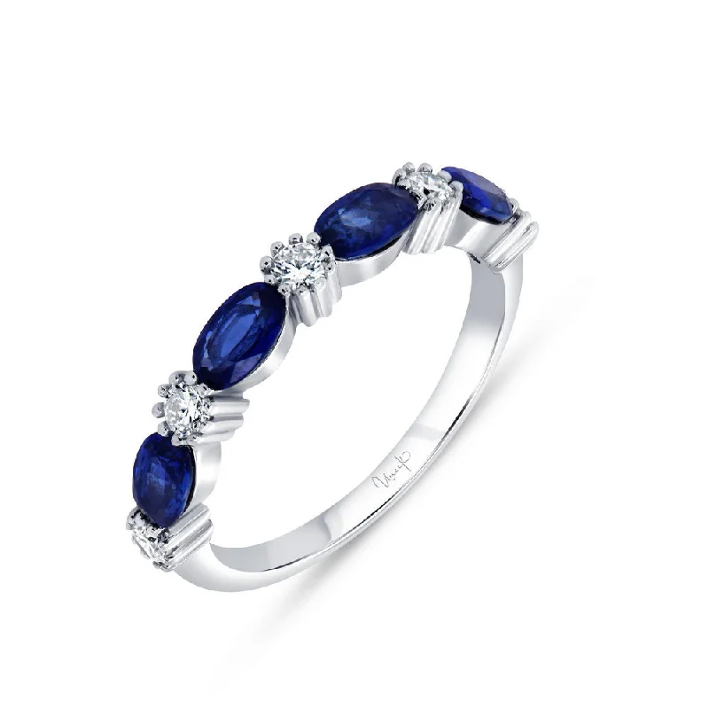 Sparkling Gold Rings For Wedding Day-Uneek Precious Collection Oval Shaped Blue Sapphire Fashion Ring