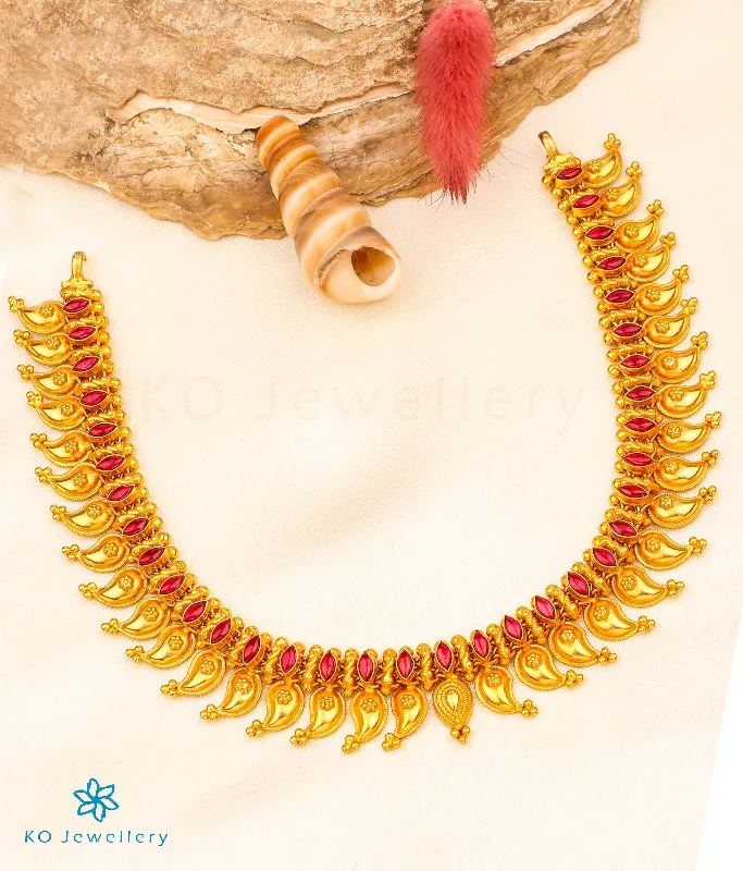 Sparkling Gold Necklace For Bridesmaids-The Isha Silver Mango Necklace