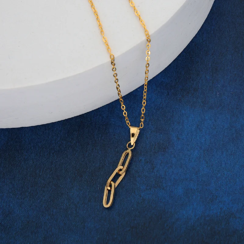 Unique Boho Necklace For Weddings-Gold Necklace (Chain with Linked Pendant) 18KT - FKJNKL18K9168