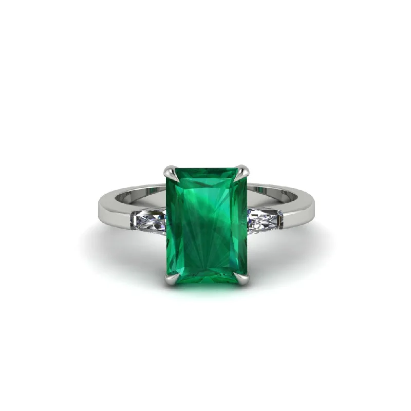 Trendy Custom Engagement Rings For Bridesmaids-Three Stone Radiant Cut Emerald Engagement Ring - Hillary No. 6