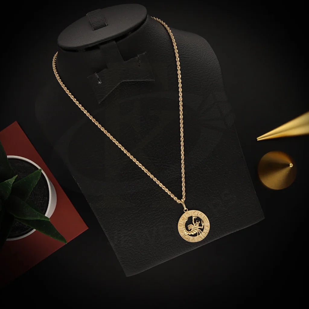 Classic Gold Necklace For Evening Wear-Gold Necklace (Chain With Scorpio Zodiac Sign Pendant) 18KT - FKJNKL18K5465