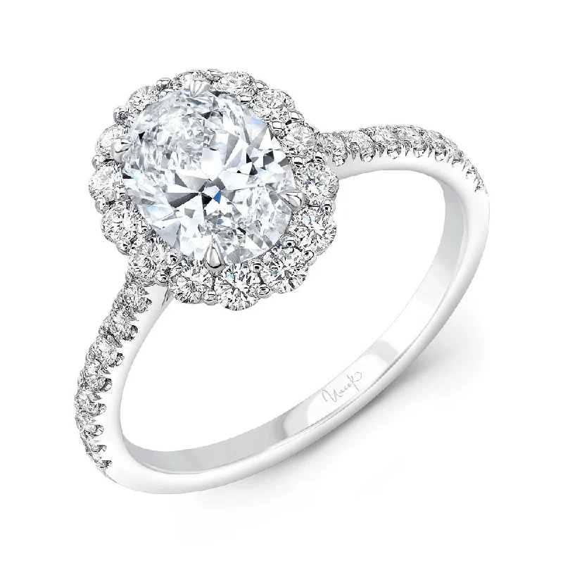 Simple Engagement Rings With Colored Diamonds-Uneek Timeless Collection Halo Oval Shaped Engagement Ring