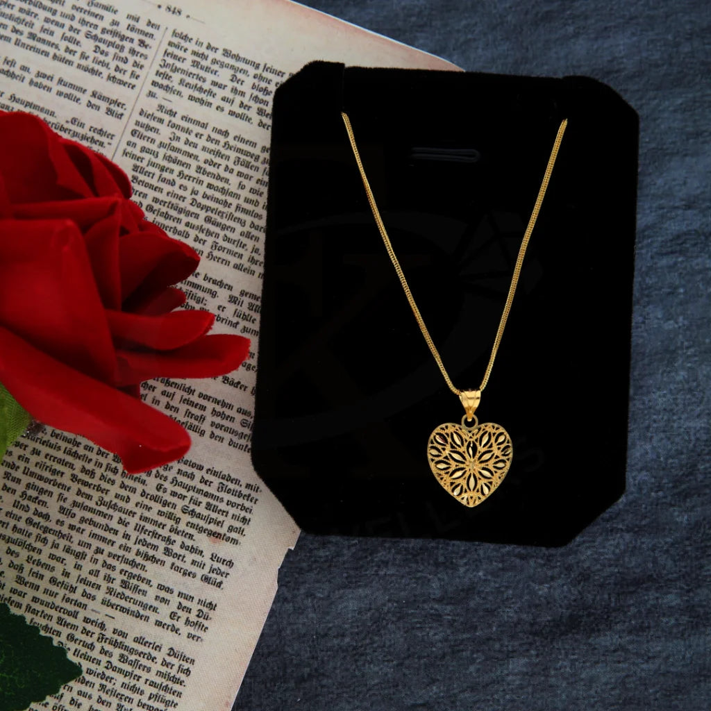 Personalized Gold Necklace For Personalized Jewelry-Gold Necklace (Chain with Heart Pendant) 21KT - FKJNKL21KM8393