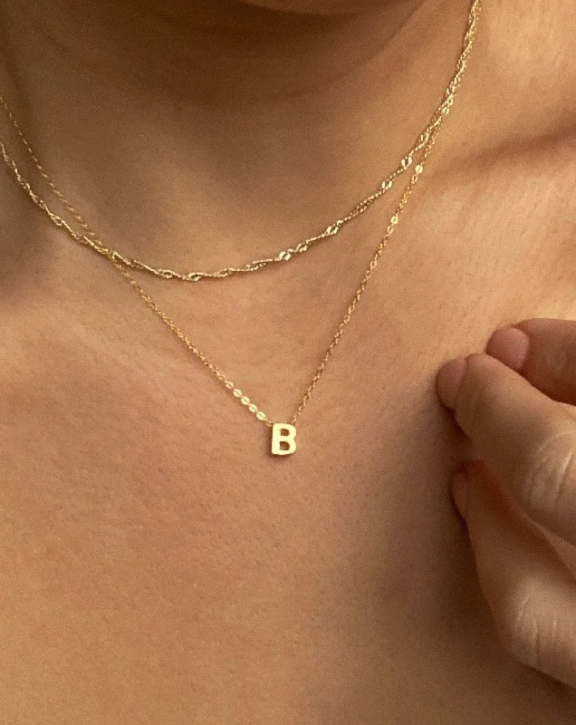 Classic Gold Chain Necklace For Brides-B - Alphabet Necklace