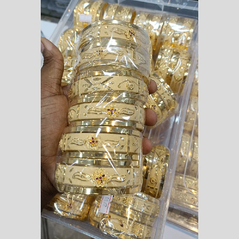 Simple Custom Gold Wedding Bangles For Special Occasions-Pari Art Jewellery Forming Gold Bangles Set