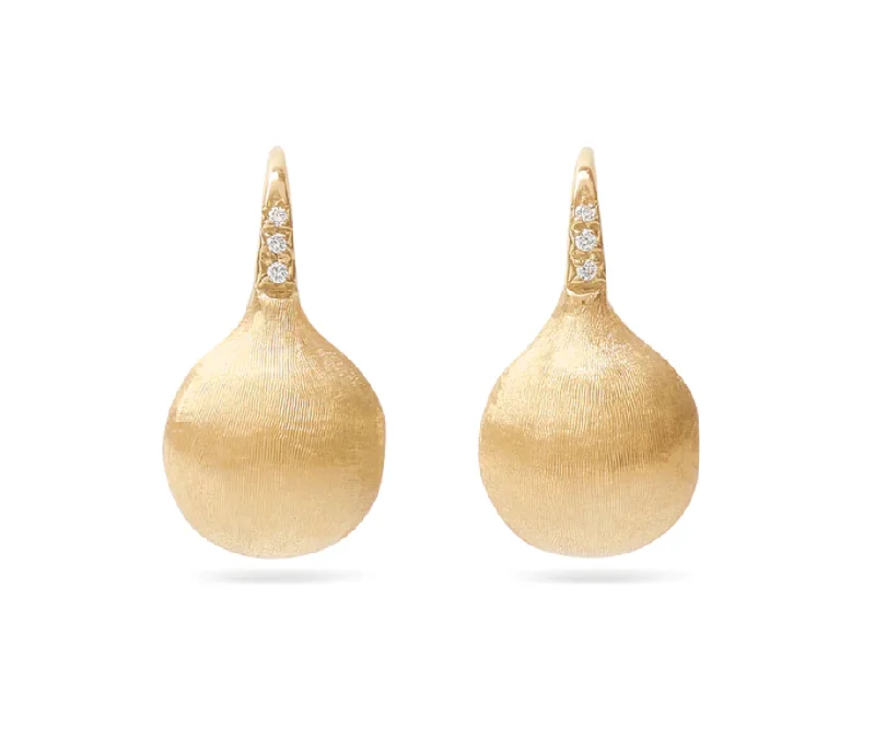 Statement Earrings For Fashion Week-18kt Yellow Gold and Diamond Africa Boule Medium Drop Earrings