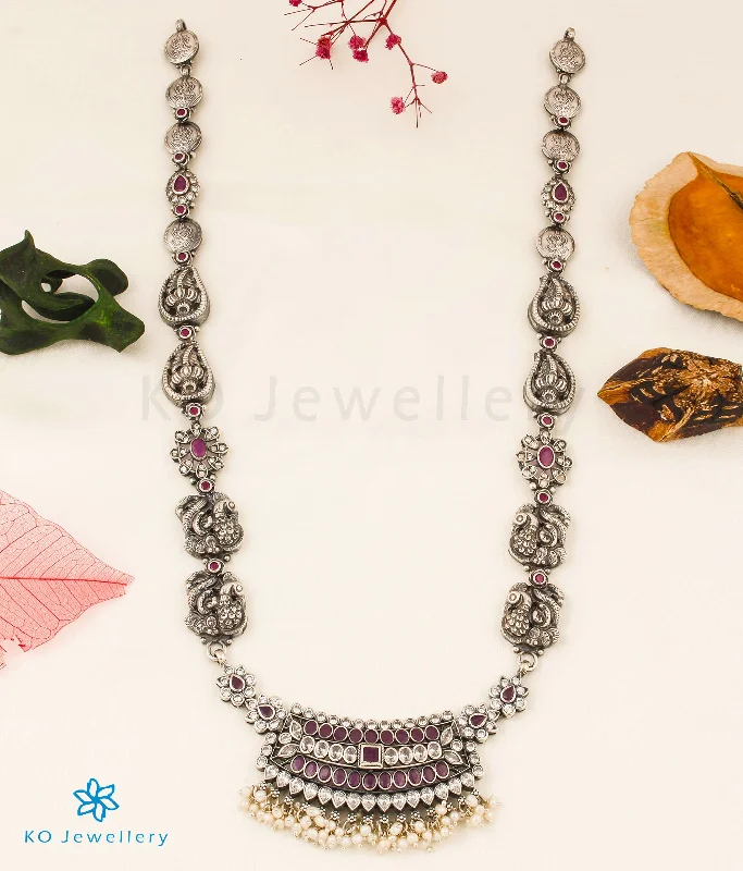 Elegant Beaded Necklace For Casual Wear-The Kusha Silver Peacock Nakkasi Necklace (Oxidised)