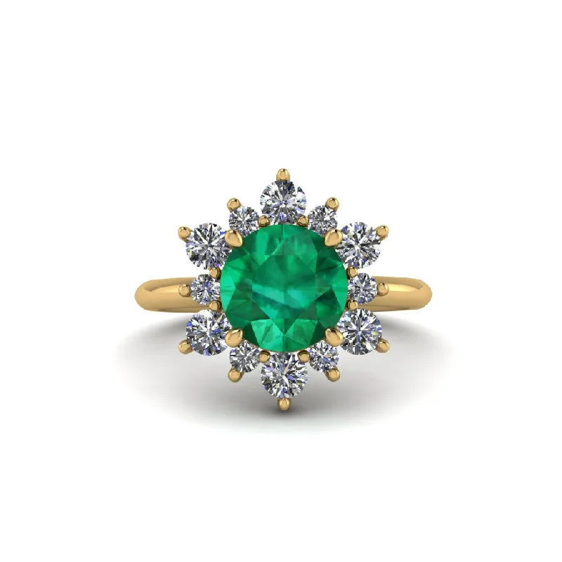 Elegant Engagement Rings With Emerald Stones-Vintage Emerald Snowflake Engagement Ring - Priscilla No. 4