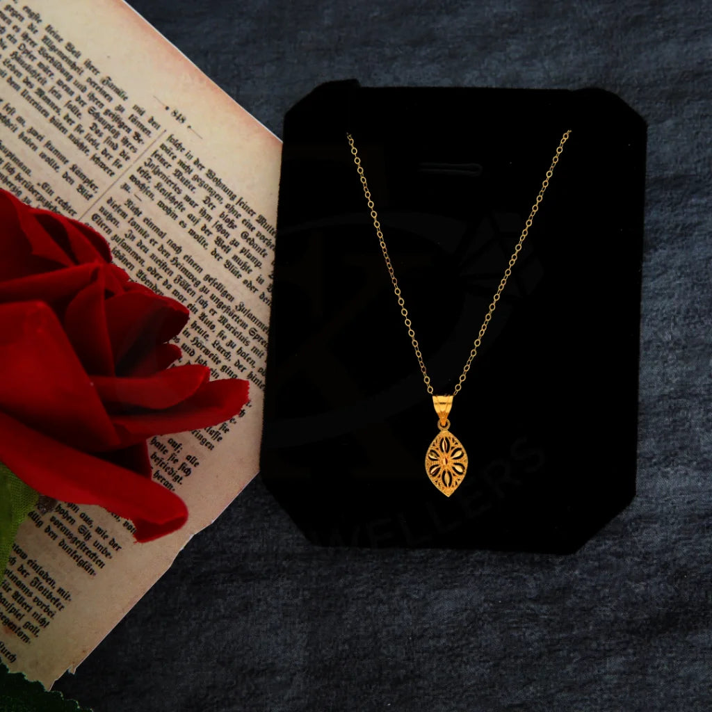 Personalized Family Tree Necklace For Her-Gold Necklace (Chain with Flowercut Pendant) 21KT - FKJNKL21KM8400