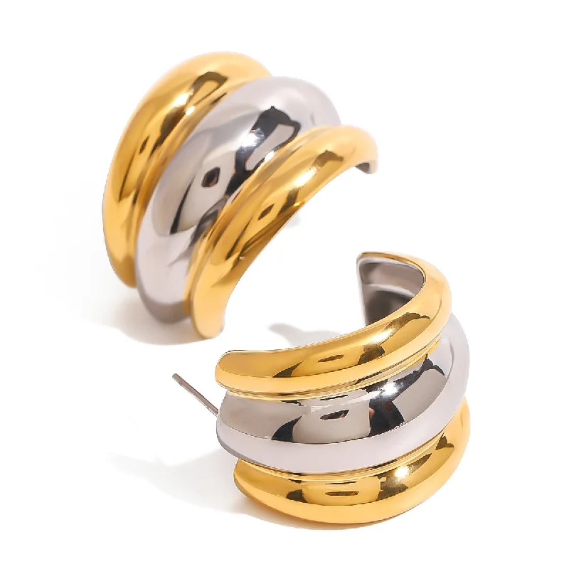 Geometric Earrings For Modern Fashion-Multimetal Half Curl Stud Earring