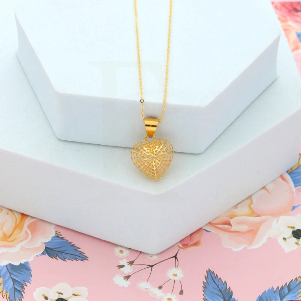 Personalized Birthstone Necklace For Moms-Gold Necklace (Chain with Heart Pendant) 21KT - FKJNKL21KM8206