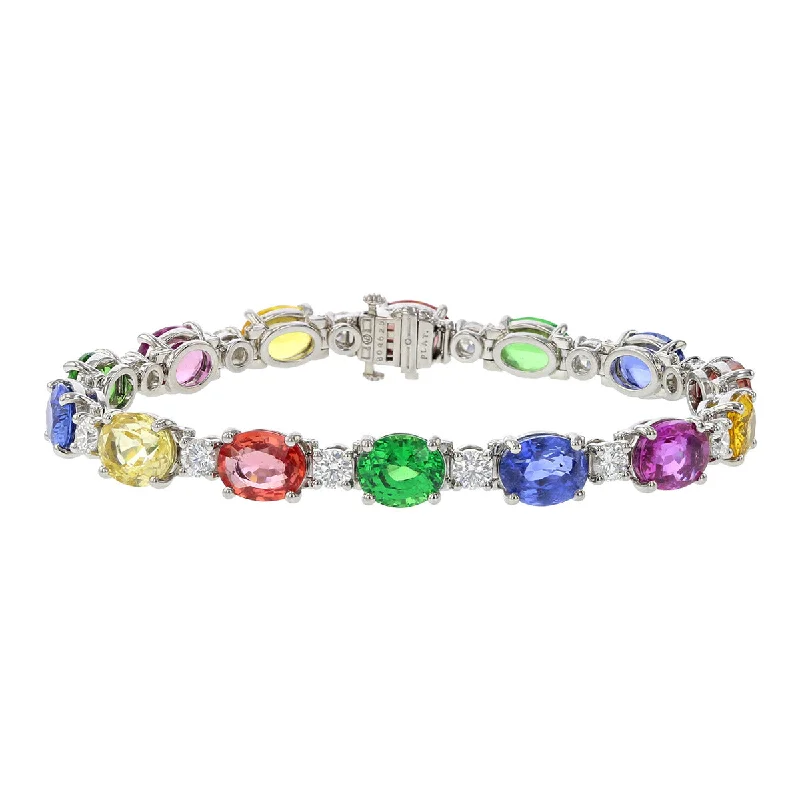 Best Women’s Bracelets For Casual Wear-Multi-color Sapphire, Tsavorite and Diamond Bracelet