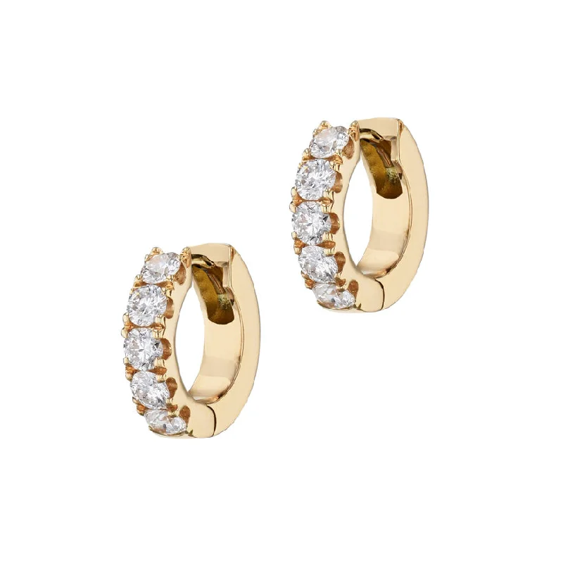 Gold Earrings With Amethyst For Fashion-18kt Yellow Gold Diamond Hoop Earrings