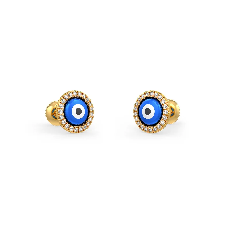 Large Hoop Earrings For Bold Fashion-Blue Evil Eye Charm Diamond Earrings