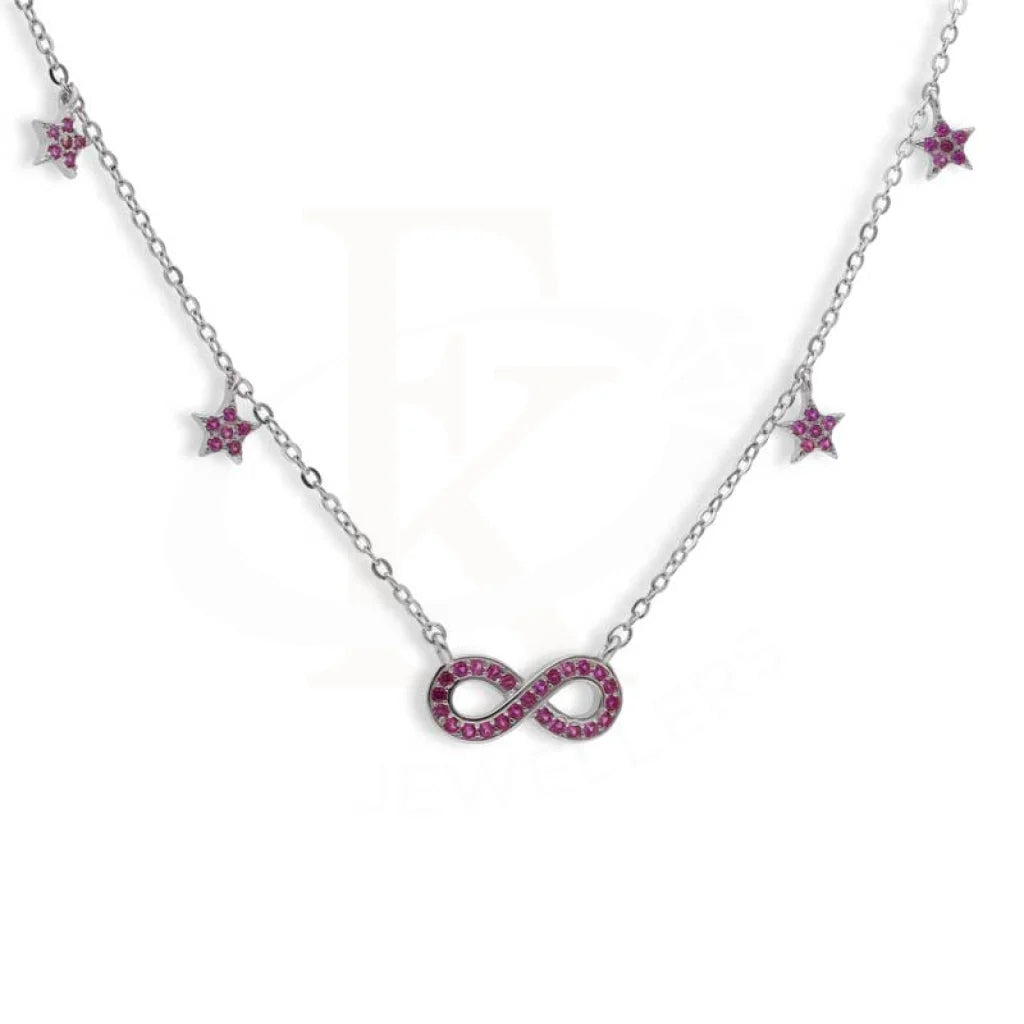 Handmade Name Necklace For Bridesmaids-Sterling Silver 925 Infinity and Stars Shaped Necklace - FKJNKLSL2968