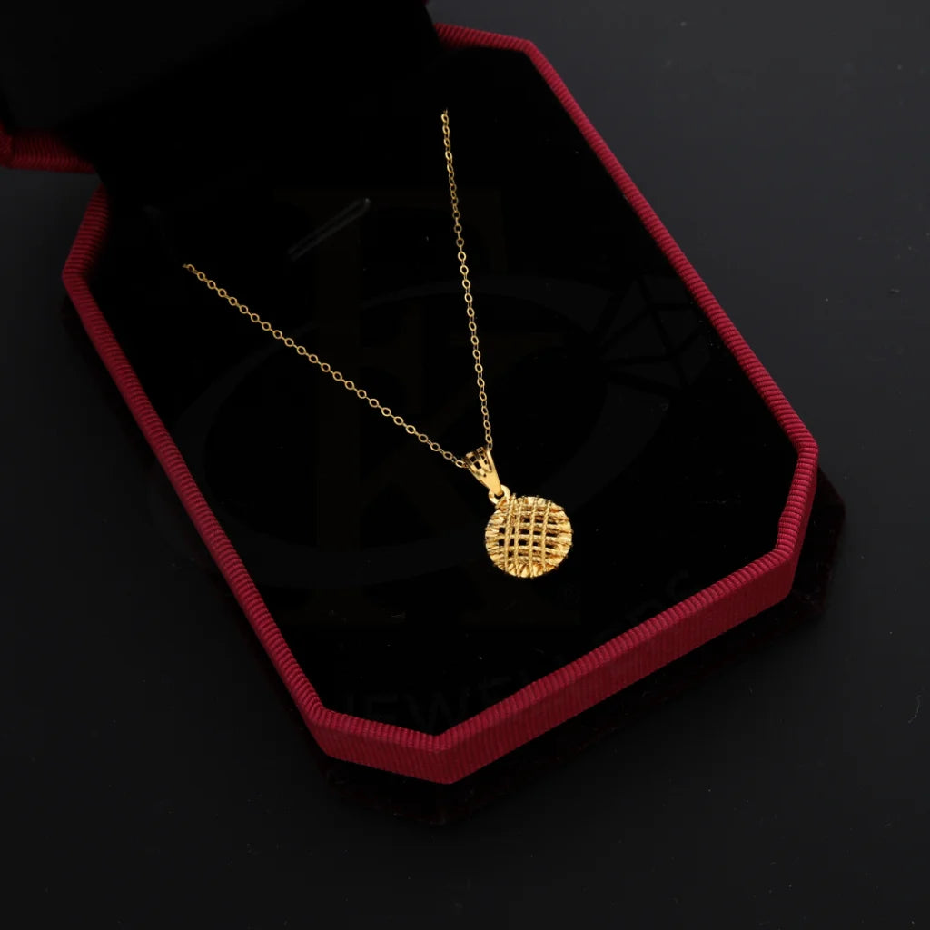 Custom Silver Necklace For Personalized Style-Gold Necklace (Chain with Round Pendant) 21KT - FKJNKL21KM8678