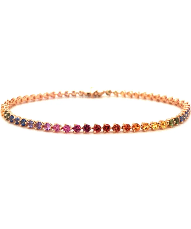 Stylish Crystal Bracelets For Women-Rainbow Sapphire Line Bracelet 239-JSA