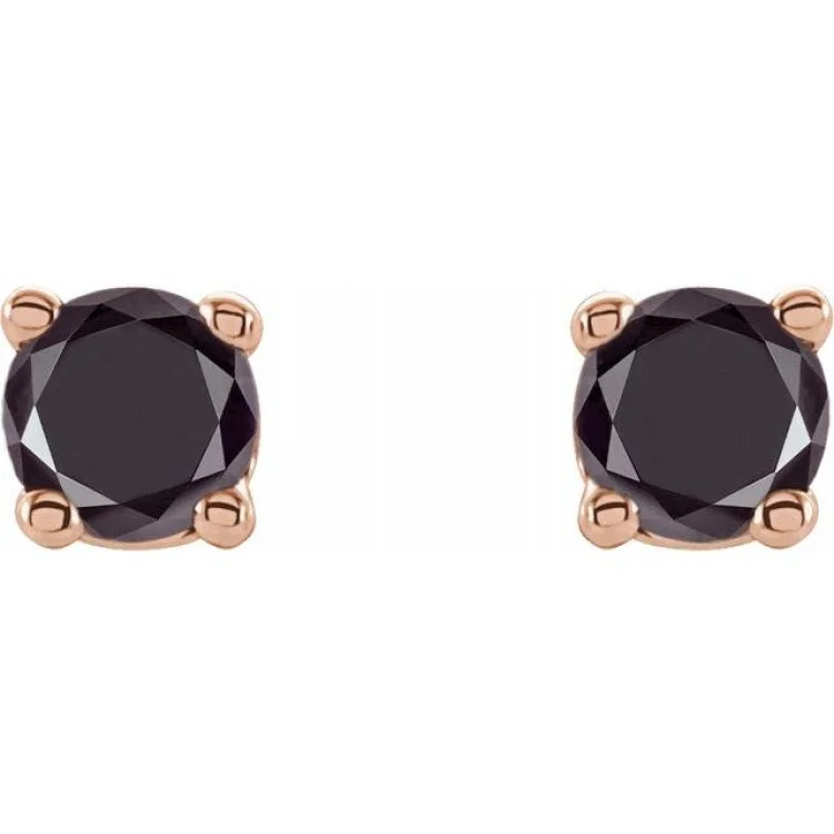 Handcrafted Silver Earrings For Unique Look-14K Rose 1/8 CTW Natural Black Diamond Stud Earrings