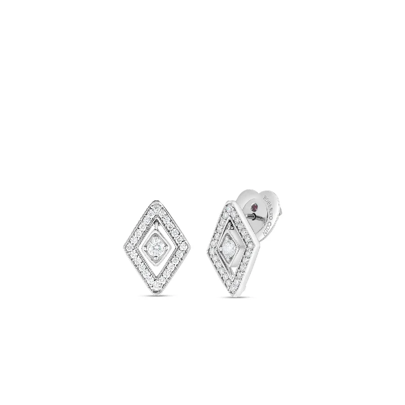 Classic Silver Earrings For Office Look-18kt White Gold Diamante Diamond Stud Earrings