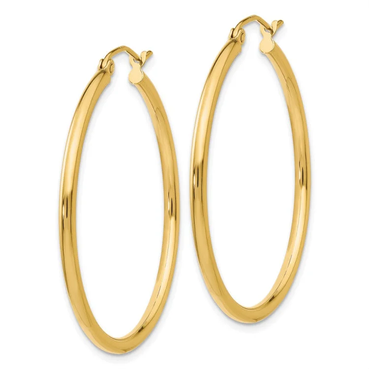 Lightweight Earrings For Comfortable Wear-14k Polished 2x35mm Tube Hoop Earrings