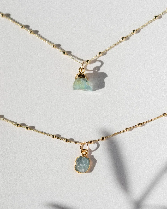 Elegant Heart Pendant Necklace For Fashionistas-March | Aquamarine Necklace