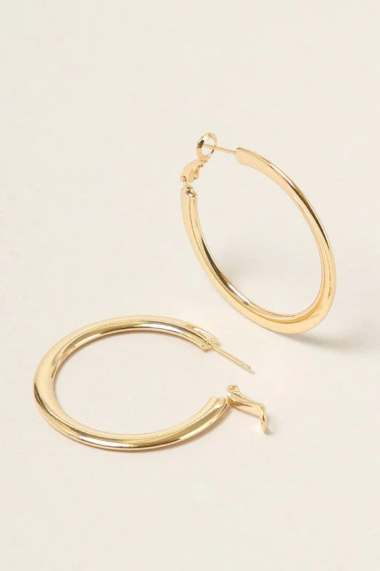 Bold Dangle Earrings For Night Out-OE: SM-14K Gold Dipped Omega Closure Hoop Earrings