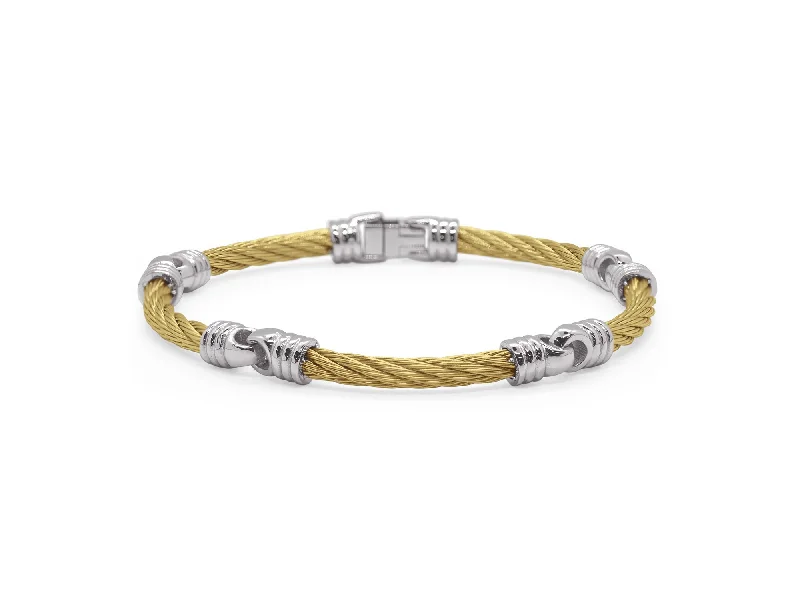 Unique Beaded Friendship Bracelets-ALOR Men’s Yellow Cable Link Soft Bracelet