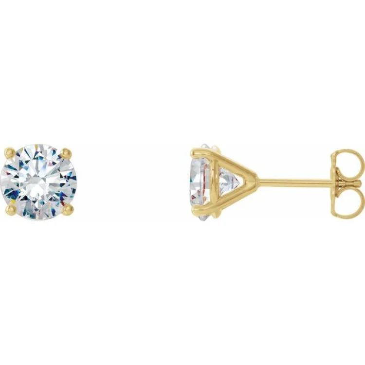 Designer Earrings For Special Occasions-14K Yellow 1 CTW Lab-Grown Diamond 4-Prong Stud Earrings