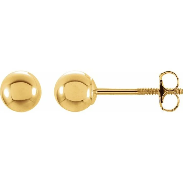 Boho Chic Earrings For Fashion-14K Yellow 5 mm Ball Stud Earrings