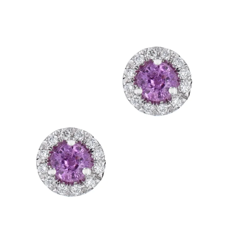 Unique Resin Earrings For Bold Look-Pink Sapphire Pave Diamond Stud Earrings