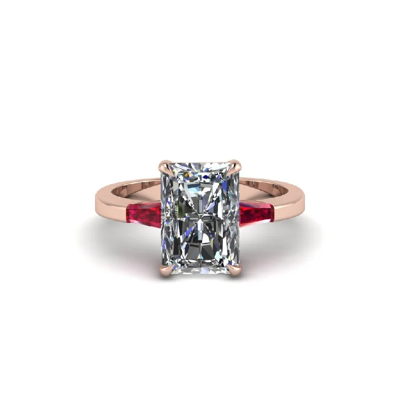 Trendy Engagement Rings With Unique Stones-Three Stone Radiant Cut Diamond Engagement Ring - Hillary No. 47