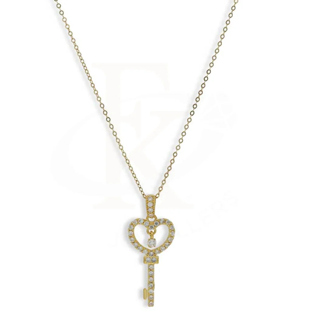 Luxury Sapphire Necklace For Weddings-Gold Necklace (Chain With Heart Key Pendant) 18KT - FKJNKL18K3153