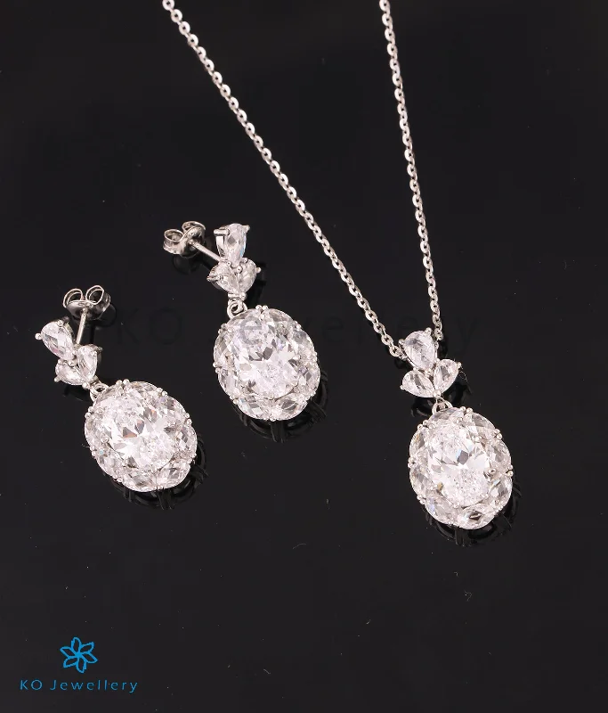 Elegant Drop Necklace For Evening Wear-The Polka Silver Necklace Set