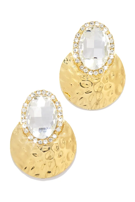 Elegant Earrings With Enamel Designs-Weekend Gala Stone Embellished Earring - Gold