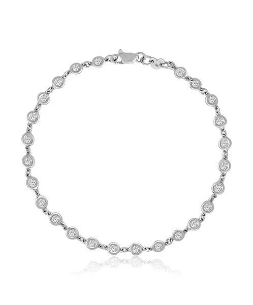 Handcrafted Silver Beaded Bracelets-Diamond Bezel Bracelet 509-JSA