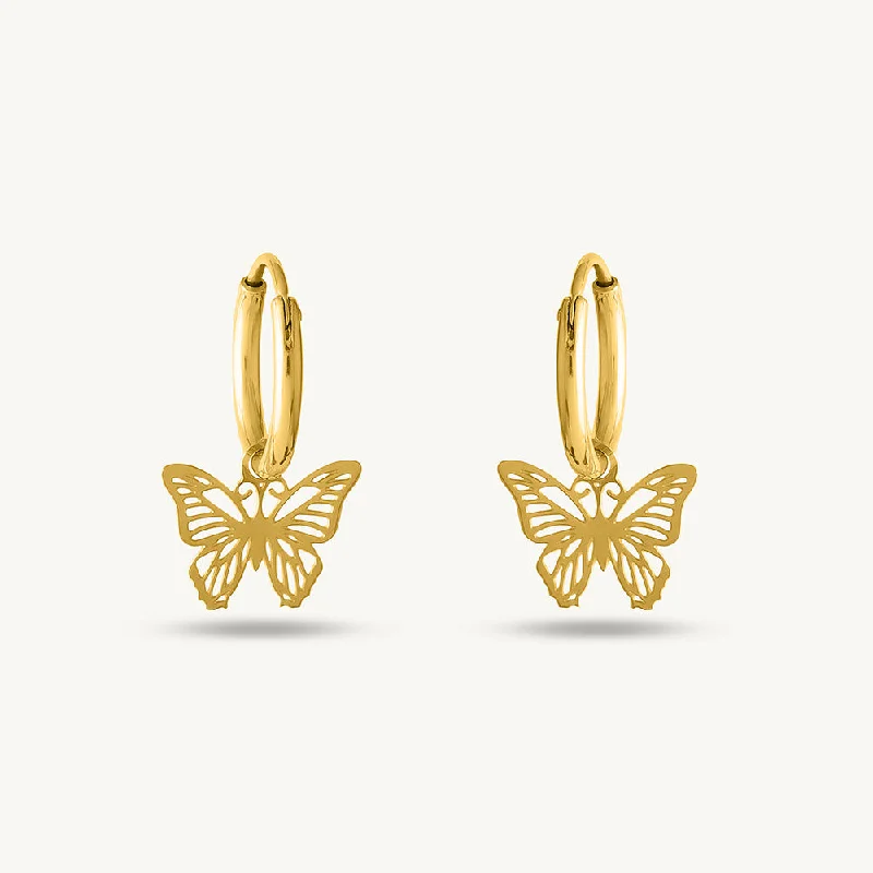 Minimalist Gold Earrings For Daily Wear-Sylvia Butterfly Hoop Earrings