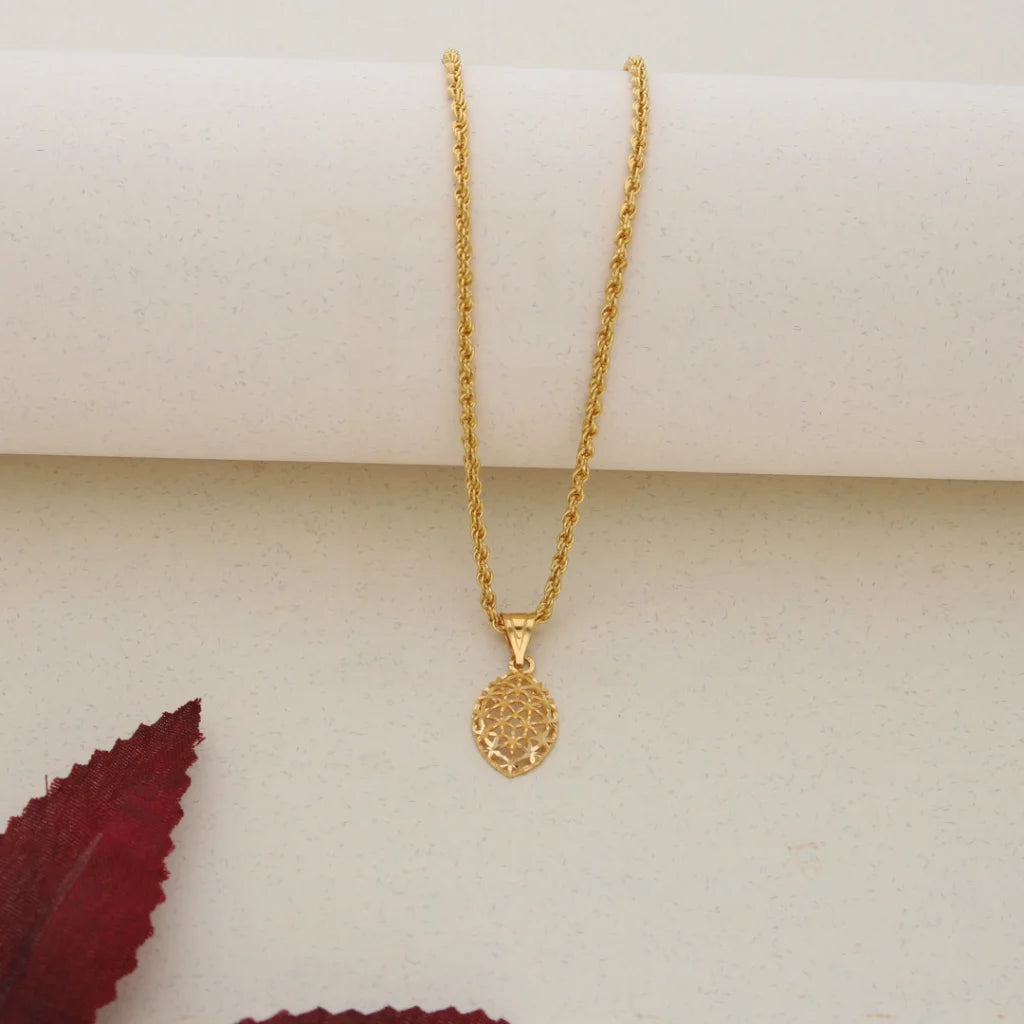 Custom Birthstone Necklace For Personalized Jewelry-Gold Necklace (Chain With Gold Pendant) 21KT - FKJNKL21K7653