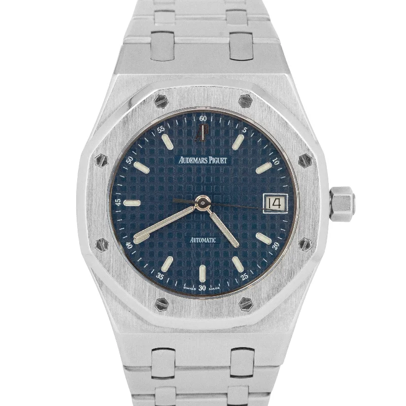 Luxury Watches For Men-PAPERS Audemars Piguet Royal Oak Blue Steel 36mm Watch 14790ST.OO.0789ST.08 BOX