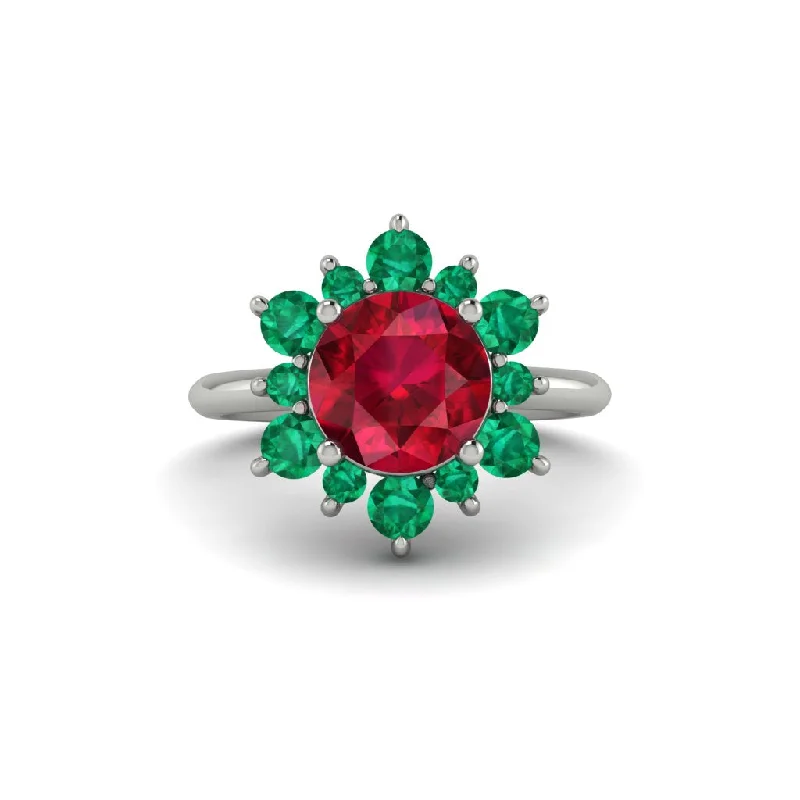 Trendy Custom Rings For Special Occasions-Vintage Ruby Snowflake Engagement Ring - Priscilla No. 27