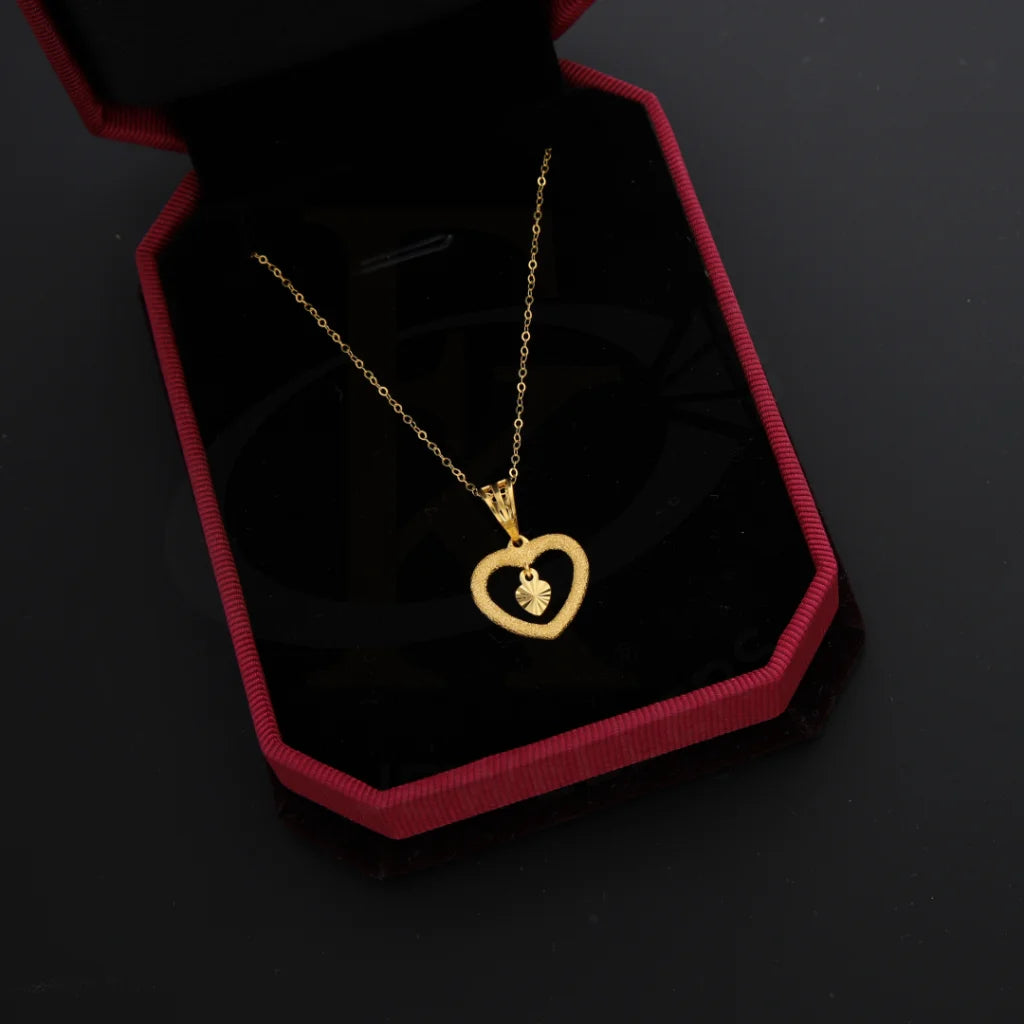 Luxury Silver Necklace For Custom Style-Gold Necklace (Chain with Little Heart in Heart Pendant) 21KT - FKJNKL21KM8673