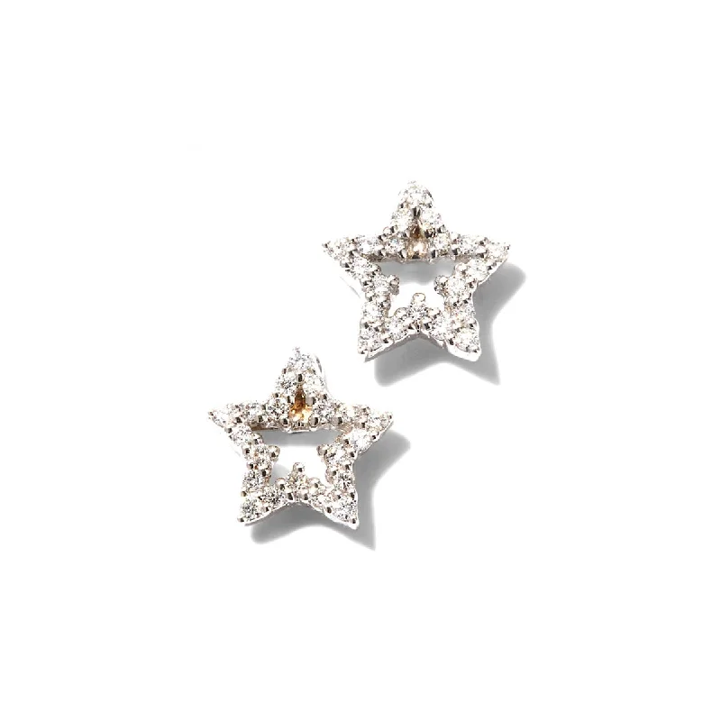 Colorful Earrings For Fashion Lovers-18kt White Gold Diamond Star Stud Earrings