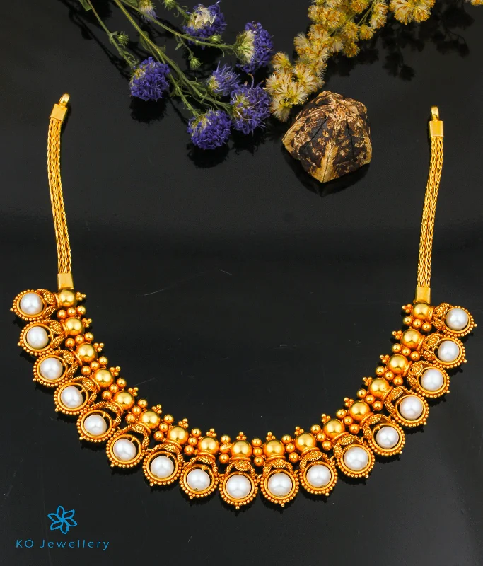 Trendy Crystal Necklace For Evening Wear-The Mithra Silver Pearl Necklace